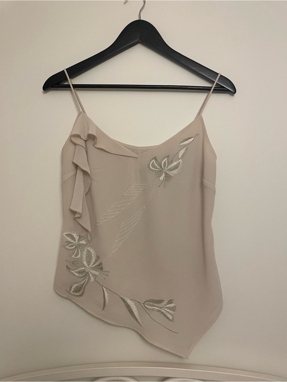 Women's Cream Asymmetric beaded Cami Top
